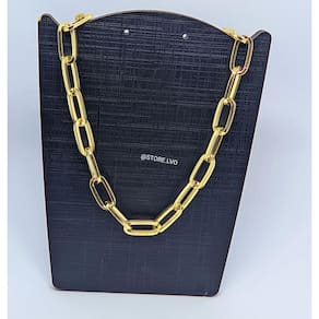 Colar Gargantilha Feminino Corrente Elo Grossa quadrado Folheado Ouro Dourado e Prata Inspiração Blogueira Luxo Moda