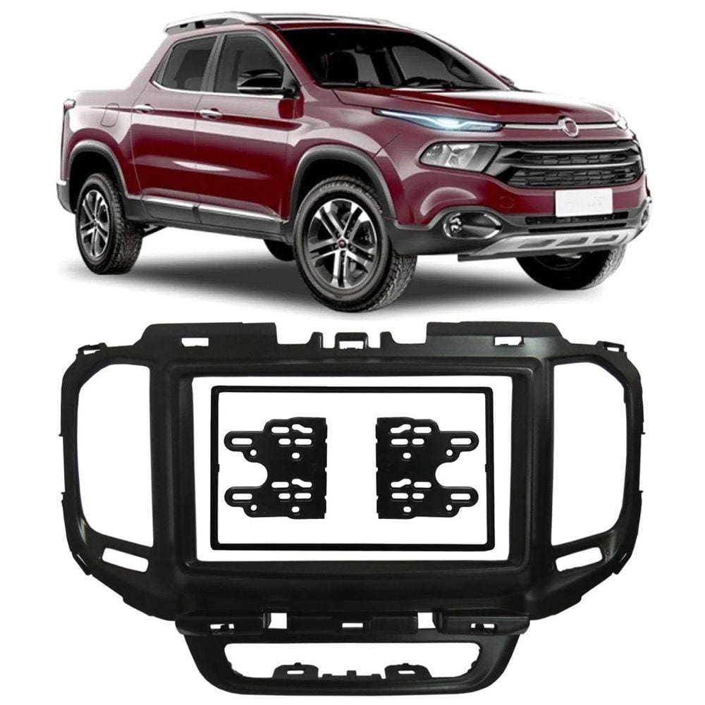 Moldura Painel Dvd Multimídia 2 Din Fiat Toro Preto Fosco