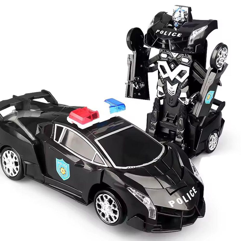 Brinquedo Infantil Carrinho Luz E Som Polícia Que Vira Robô