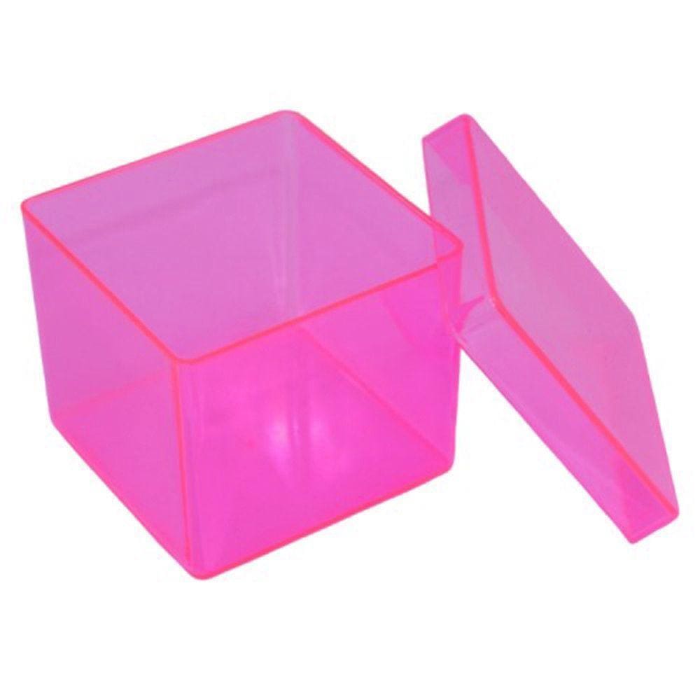 Caixa Acrílica Rosa Neon 4cmx4cm - 10 unidades