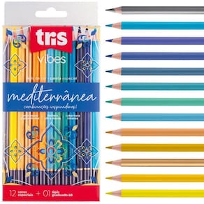 Lápis De Cor Vibes Mediterrânea 12 Cores + Lapis 6B - Tris