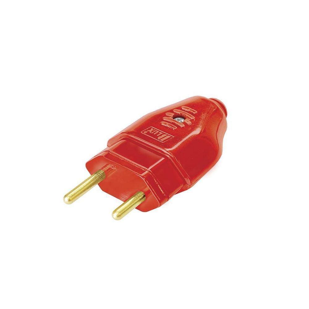 Plugue 180º 2P 10A - Blux Vermelho