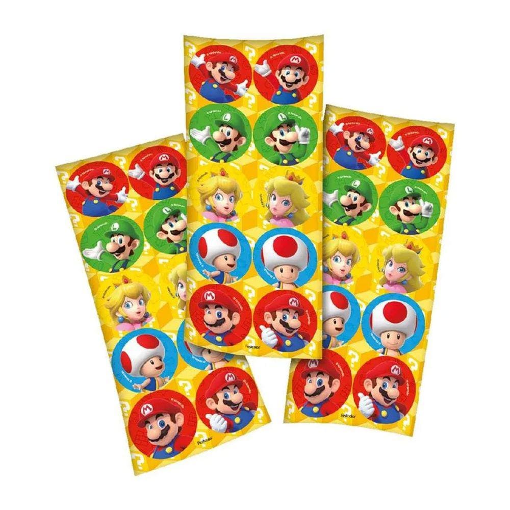 Adesivo Redondo Super Mario - 30 unidades