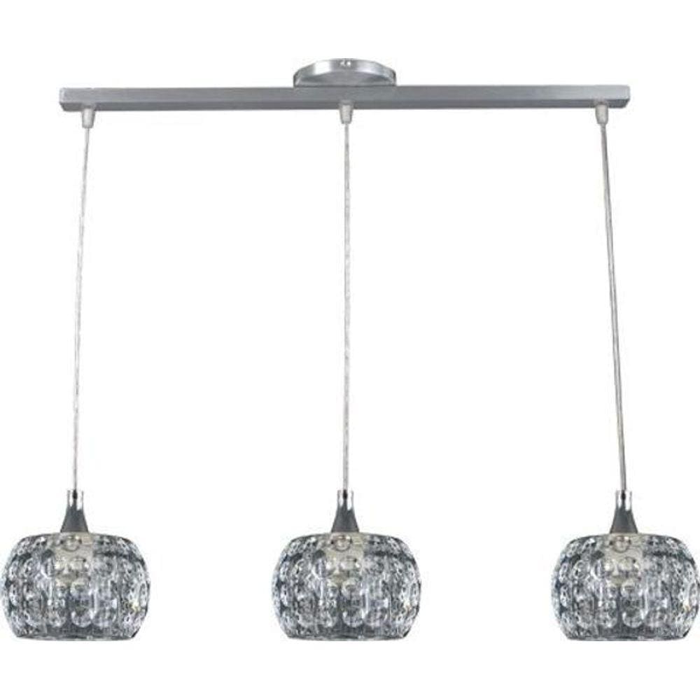Pendente Lustre Demeter Triplo Cristal Redondo Para Led