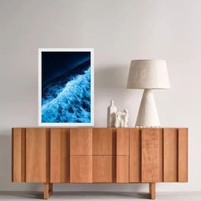 Quadro Decorativo Azul- Onda Mar 45X34Cm - Com Vidro