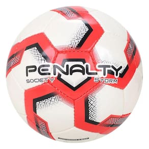 Bola de Society Storm Penalty XXIII Costurada Branco e Vermelho