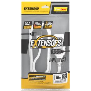 Extensão 3 Tomadas 2P+T 10A Branco 10 Metros Bivolt Enerbras