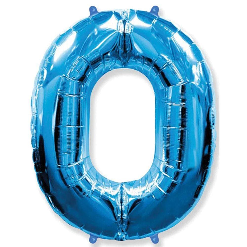 Balão Metalizado Azul Número 0 - 1 Metro
