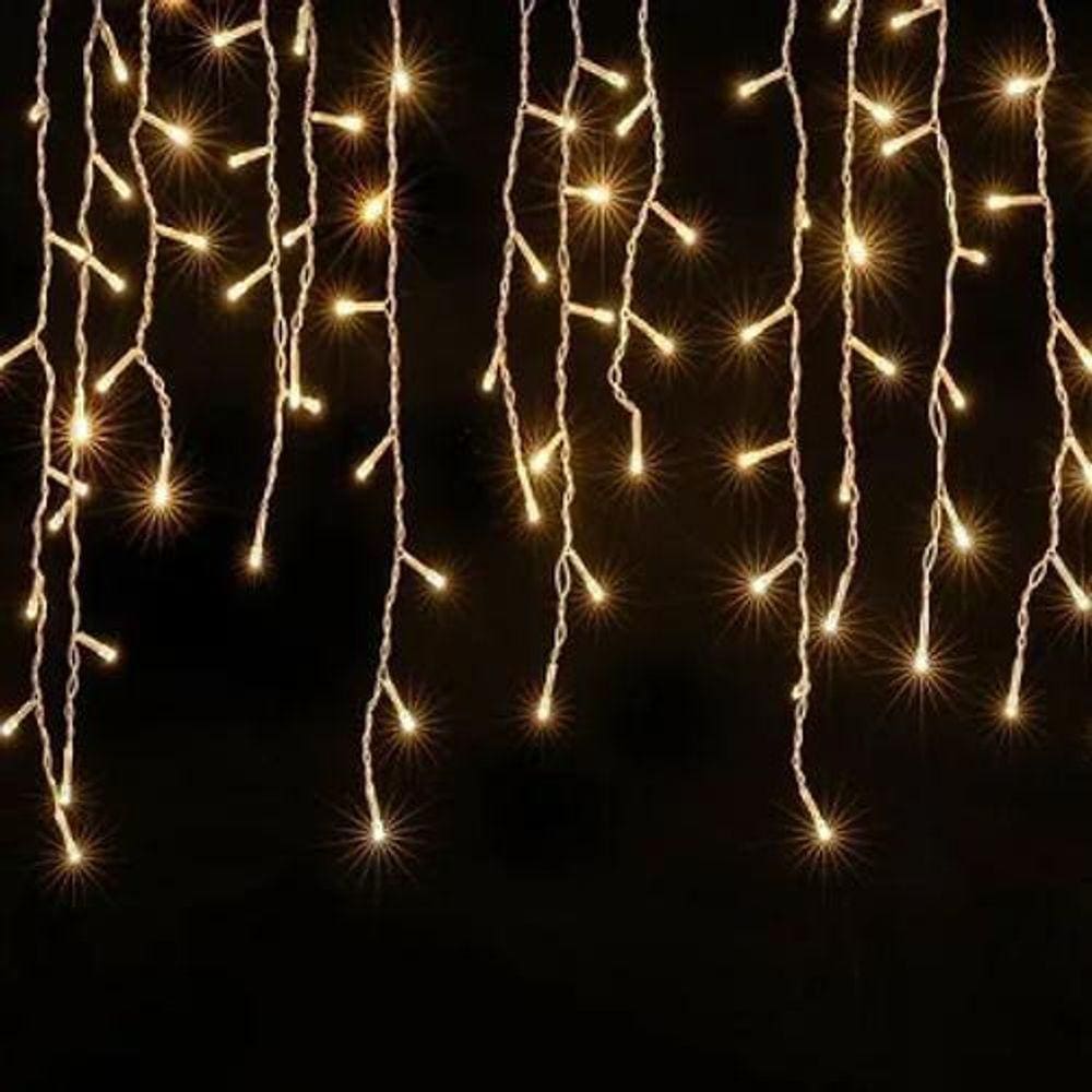 Luz de Natal Cascata 400 Leds Warm - Fio Branco 127V 10m