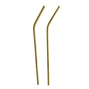 Canudo De Inox Dourado 2 Peças Reutilizável Curvo Fineza