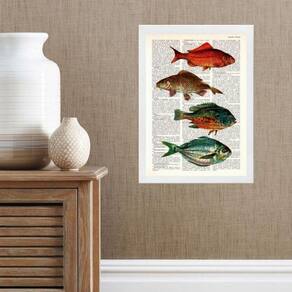 Quadro Casa De Praia- Peixes Coloridos 45X34Cm - Com Vidro