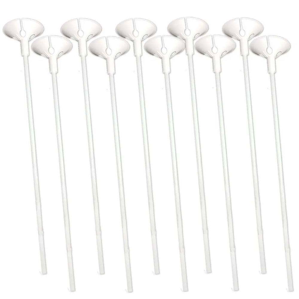Vareta com Suporte para Balões 33cm Branco - 10 Unidades