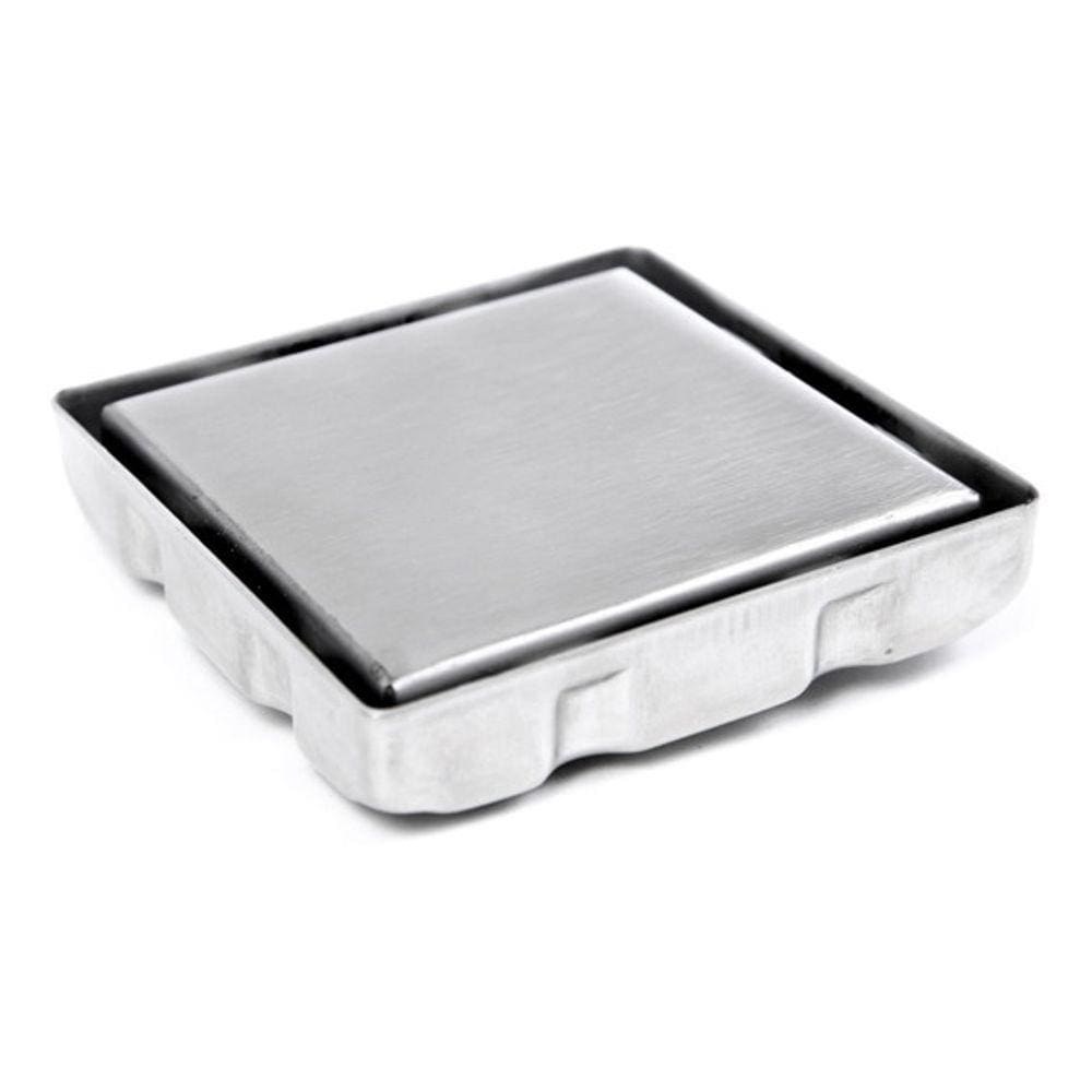 Ralo Oculto Tampa Invisível Quadrado 10X10 Inox Com Vávula Anti Inseto