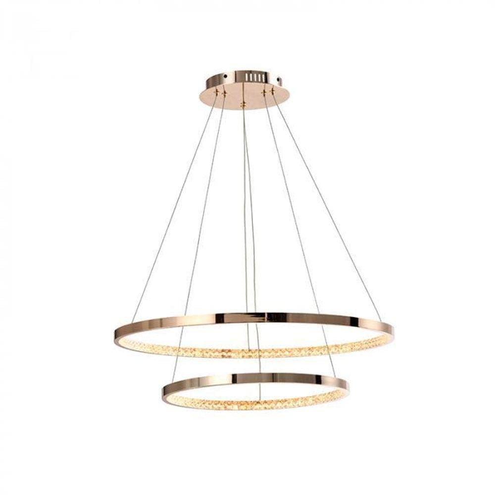 Pendente Led Milano Gold Com 2 Anéis - Hevvy