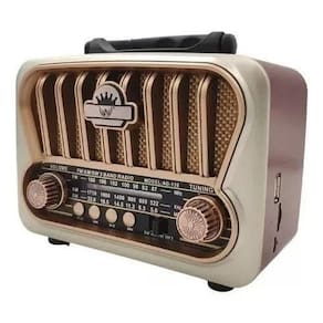 Caixa De Som Rádio Retrô Bluetooth A Bateria Am Fm Dourado