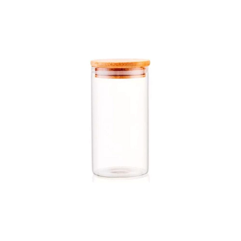 Pote Hermético Para Alimentos Condimentos Temperos Pequeno 1,3L Com Tampa de Bambu