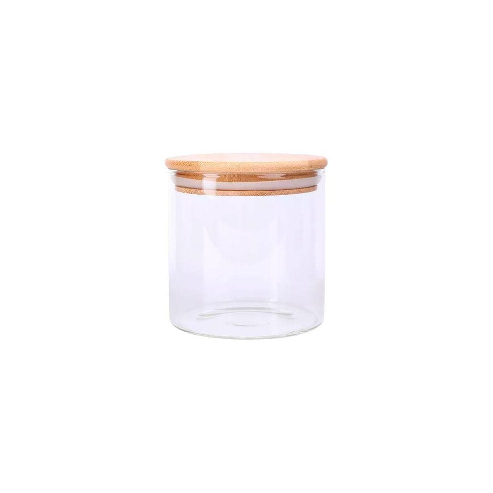 Pote Hermético Para Alimentos Condimentos Temperos Pequeno 500ML Tampa de Madeira Bambu