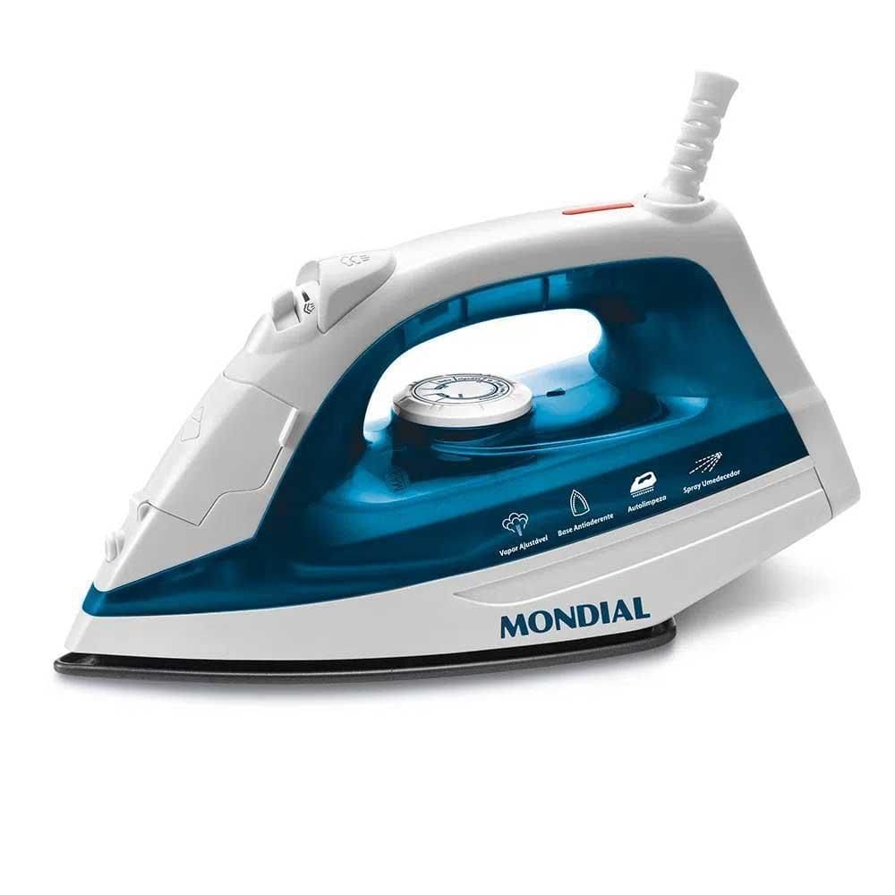 Ferro A Vapor Mondial Base Antiaderente 1200W F-32 Azul 127V