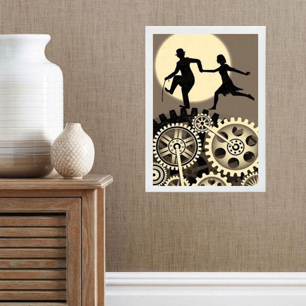 Quadro Charlie Chaplin E Namorada 45X34Cm