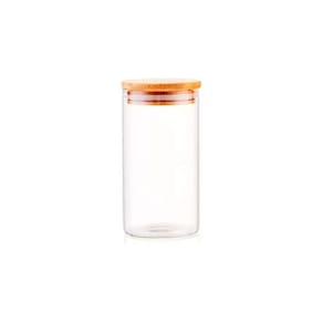 Pote Hermético Tampa de Bambu Para Alimentos Condimentos Temperos Pequeno 1,5L
