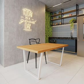 Mesa Industrial para Área Gourmet Madeira Maciça Lanna com Ferragem 1,50m Branco