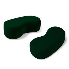 Kit 02 Puffs Decorativos Living Aisha Orgânico 02 Lugares Veludo Verde Escuro - Desk Design