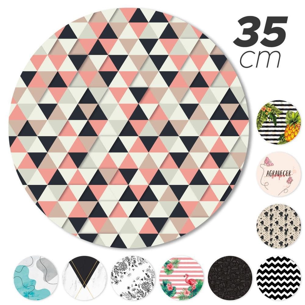 6 Peças Jogo Americano Base Redonda Mdf Sousplat Triângulo