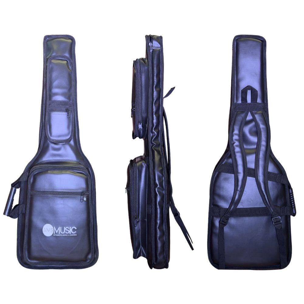 CAPA P/ GUITARRA PREMIUM COURO "AMS" PRETO