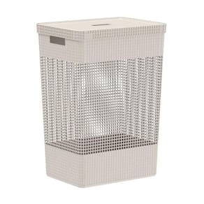 Cesto De Roupas Grid Com Tampa 49 Litros Bege - OU