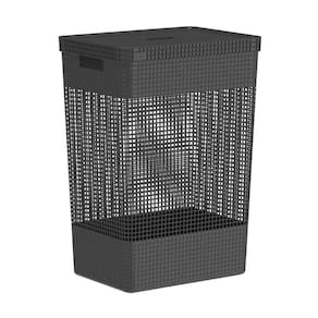 Cesto De Roupas Grid Com Tampa 49 Litros Preto - OU