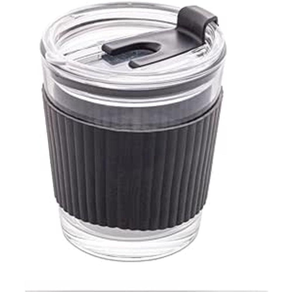 Copo de Vidro com Cinta em Silicone Preto 350ml - Wolff