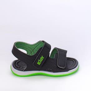Sandália Infantil Papete Kidy Fecho Duplo Preto e Verde