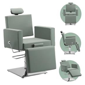 Cadeira Cabelereiro Barbeiro Poltrona Salão de Beleza Profissional Estofado Apoio Cabeça Verde