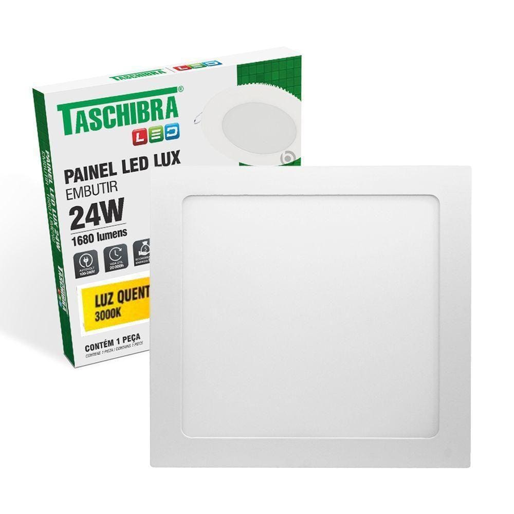 Painel De Led Quadrado Embutir 24w Bivolt Taschibra 3000k Luz Quente