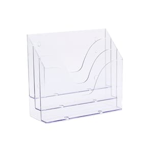 Organizador Triplo Office Mesa Porta Objeto Documento Suporte Monitor Vertical ou Horizontal Cristal