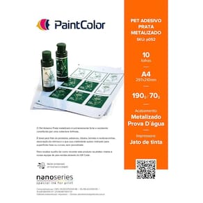 Vinil PET Adesivo Prata Metalizado Prova Dagua A4 - 10 F
