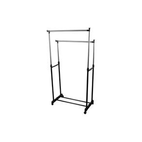 Arara Closet Cabideiro de Chão Com Sapateira Rodinhas Móvel Preto Barra Dupla Praticidade e Estilo