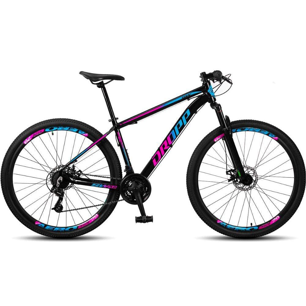 Bicicleta Dropp Sw Disc M Aro 29 Susp. Dianteira 24 Marchas - Preto/azul/rosa