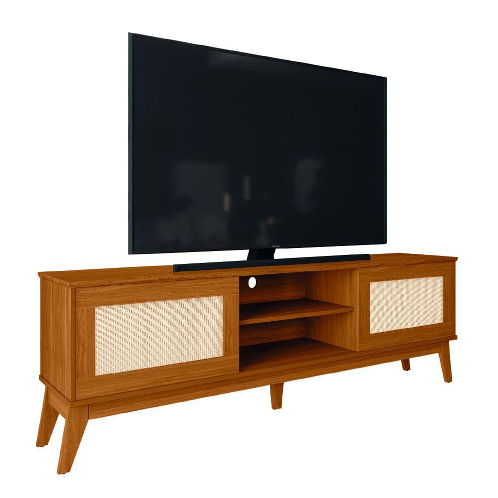Rack Bancada Para TV Até 65 Polegadas 1,80m 2 Portas Com Tela Rattan Cedro Cairo EDN