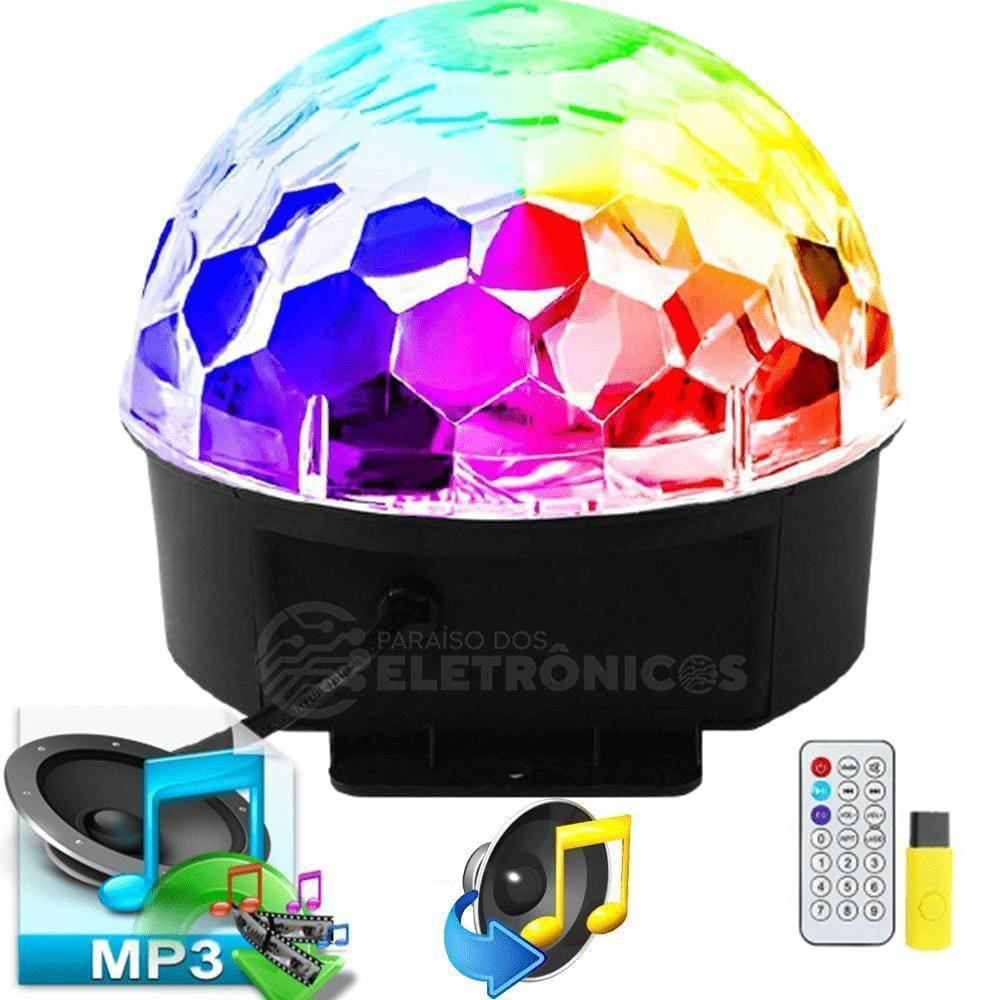 Globo Bola Magica Jogo De Luz Led Rgb Ritmo Dj Bluetooth