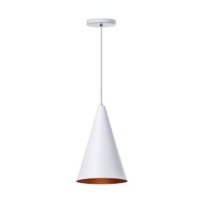 Lustre Pendente Cone P Em Alumínio Branco 30cm