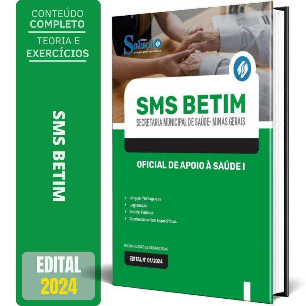 Apostila Sms Betim Mg 2024 - Oficial De Apoio À Saúde I
