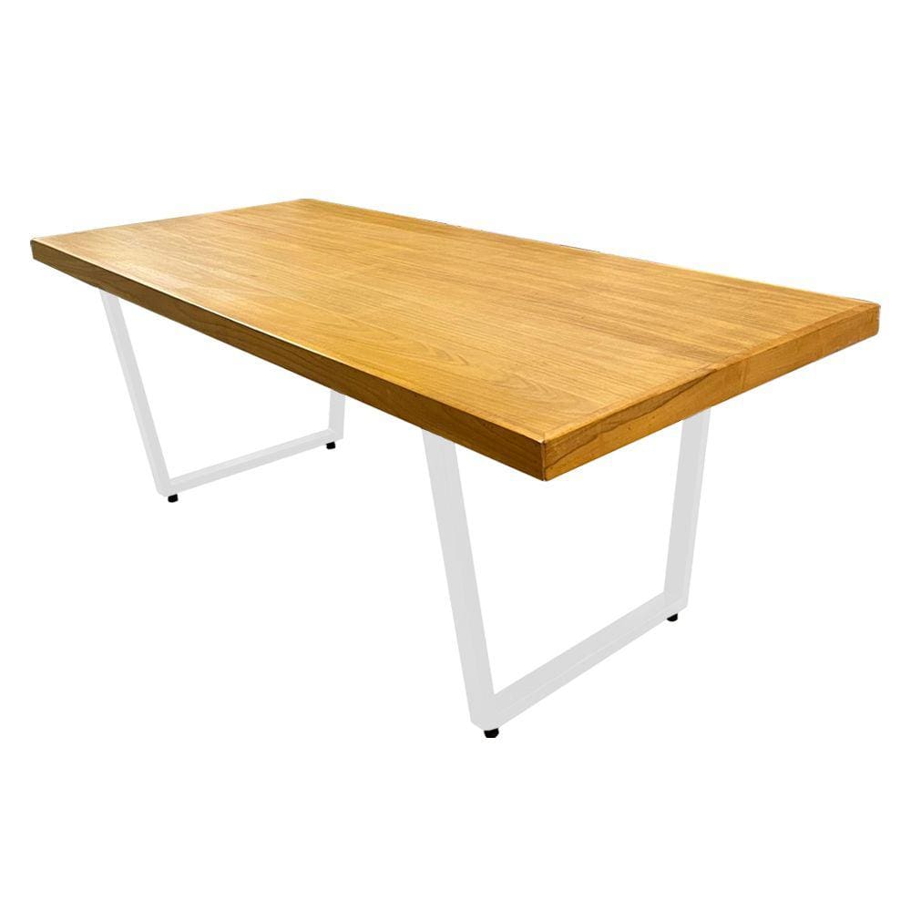 Mesa Madeira Maciça para Ambiente Biofílico Lanna com Ferragem 1,50m Branco