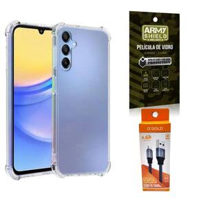 Capinha Antishock Galaxy A05 + Cabo Tipo-C + Pelicula 3D