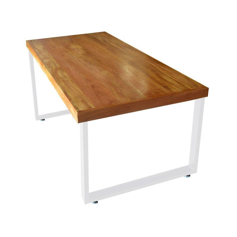 Mesa Madeira Maciça para Área Gourmet Bernardo com Ferragem 2,20m Branco
