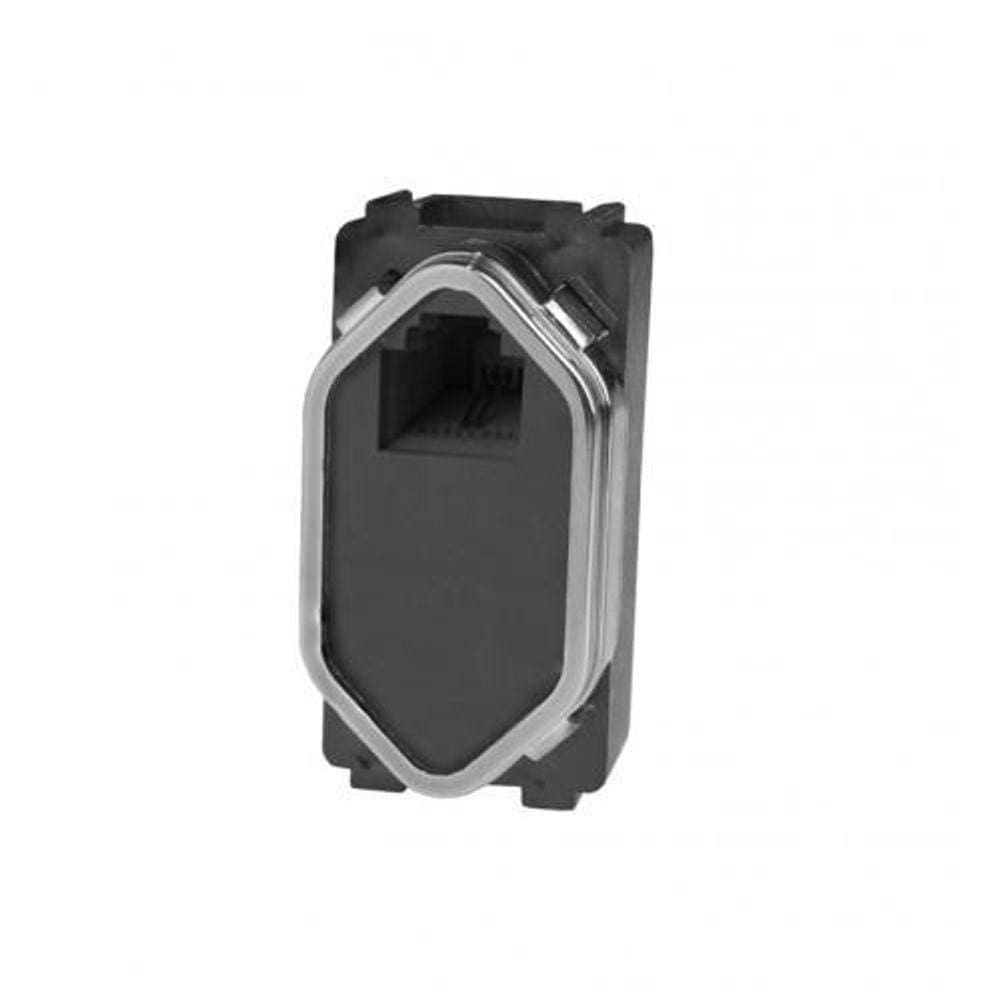 Modulo Rj11 Telefone - Novara Preto Brilhante Cromado