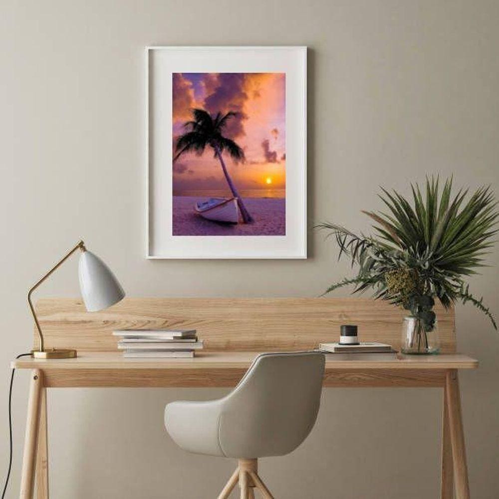 Quadro Fotografia Pôr Do Sol Praia Canoa - 60X48Cm
