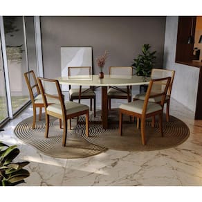 Conjunto para Sala de Jantar com Mesa Elma e 6 Cadeiras Caqui