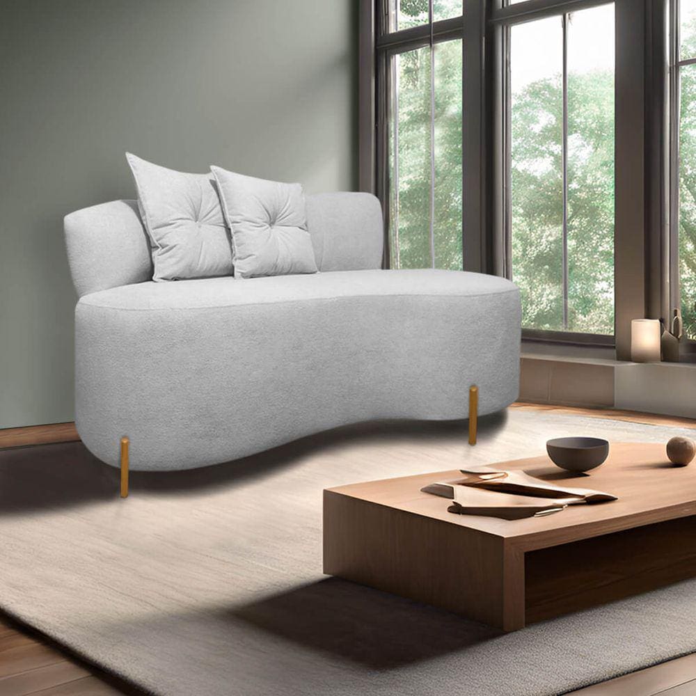 Poltrona Namoradeira Orgânica Grécia 2,00m Redondo Bouclê Cinza SOFA STORE