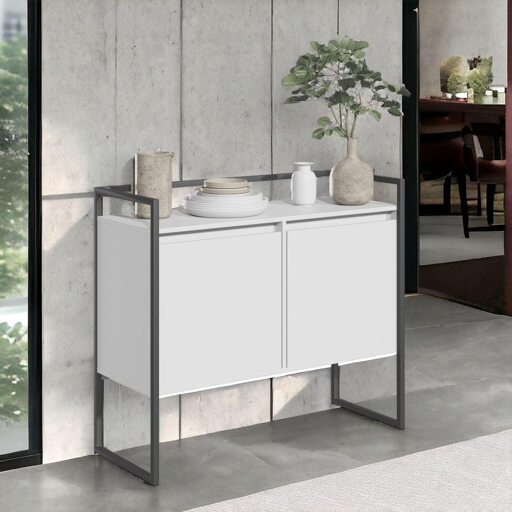 Aparador Junior Luxo 2 Portas Branco Preto